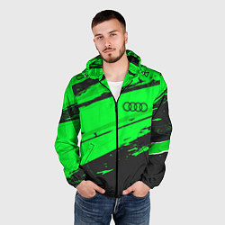 Ветровка с капюшоном мужская Audi sport green, цвет: 3D-черный — фото 2