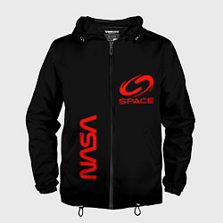 Ветровка с капюшоном мужская Nasa space red logo, цвет: 3D-черный