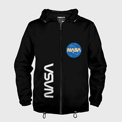 Ветровка с капюшоном мужская NASA logo usa space, цвет: 3D-черный