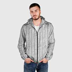 Ветровка с капюшоном мужская Текстура серого камня, цвет: 3D-черный — фото 2