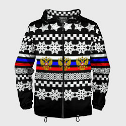 Ветровка с капюшоном мужская Rusiia winter pattern, цвет: 3D-черный