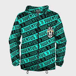 Ветровка с капюшоном мужская Juventus pattern logo steel, цвет: 3D-черный