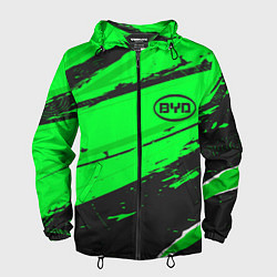Ветровка с капюшоном мужская BYD sport green, цвет: 3D-черный