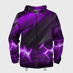 Ветровка с капюшоном мужская Фиолетовая объемная абстракция, цвет: 3D-черный