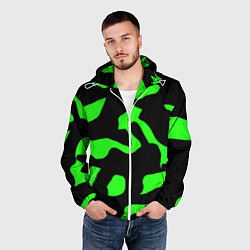 Ветровка с капюшоном мужская Зелёный камуфляж милитари, цвет: 3D-белый — фото 2