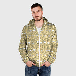 Ветровка с капюшоном мужская Дудл человечки носатые - паттерн, цвет: 3D-белый — фото 2