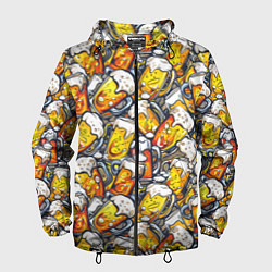 Ветровка с капюшоном мужская Граффити пиво пенное, цвет: 3D-черный