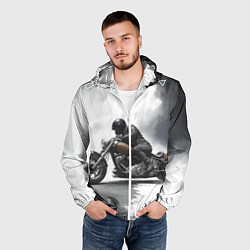 Ветровка с капюшоном мужская Крутой байкер скетч, цвет: 3D-белый — фото 2