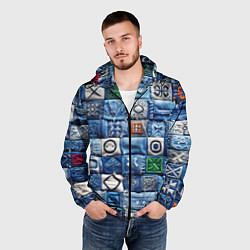 Ветровка с капюшоном мужская Геймерский пиксельный пэчворк, цвет: 3D-черный — фото 2