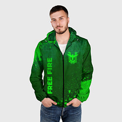 Ветровка с капюшоном мужская Free Fire - green gradient вертикально, цвет: 3D-черный — фото 2
