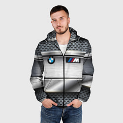 Ветровка с капюшоном мужская BMW metal texture, цвет: 3D-черный — фото 2