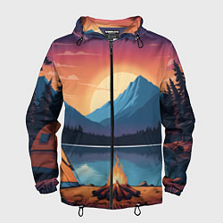 Мужская ветровка В лесу с палаткой