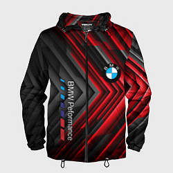 Ветровка с капюшоном мужская BMW geometry stripes red, цвет: 3D-черный