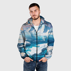 Ветровка с капюшоном мужская Арктика льдины, цвет: 3D-черный — фото 2