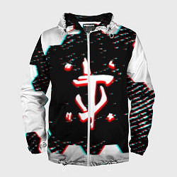 Ветровка с капюшоном мужская Doom hexagon glitch color, цвет: 3D-белый