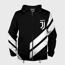 Ветровка с капюшоном мужская Juventus line white, цвет: 3D-черный