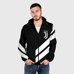 Ветровка с капюшоном мужская Juventus line white, цвет: 3D-черный — фото 2