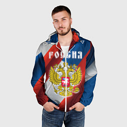 Ветровка с капюшоном мужская Цвета флага России, паттерн, цвет: 3D-белый — фото 2