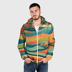 Ветровка с капюшоном мужская Поля луга, цвет: 3D-белый — фото 2