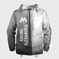 Ветровка с капюшоном мужская Asking Alexandria - grey gradient по-вертикали, цвет: 3D-черный