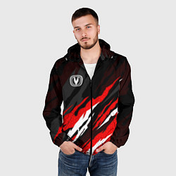 Ветровка с капюшоном мужская Changan - красные языки, цвет: 3D-черный — фото 2