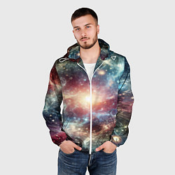 Ветровка с капюшоном мужская Космическая туманность, цвет: 3D-белый — фото 2