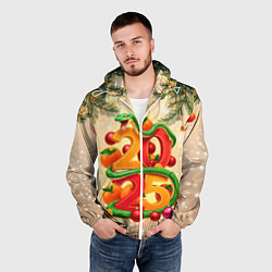 Ветровка с капюшоном мужская Веселая змея 2025, цвет: 3D-белый — фото 2