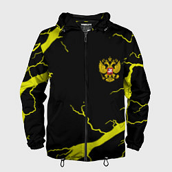 Ветровка с капюшоном мужская Россия шторм герб, цвет: 3D-черный