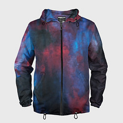 Ветровка с капюшоном мужская Тай-дай космос, цвет: 3D-черный