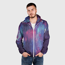 Ветровка с капюшоном мужская Тай-дай космос, цвет: 3D-белый — фото 2