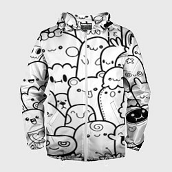 Ветровка с капюшоном мужская Doodle monsters, цвет: 3D-белый