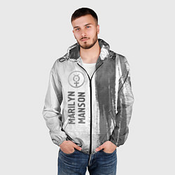 Ветровка с капюшоном мужская Marilyn Manson - white gradient по-вертикали, цвет: 3D-черный — фото 2