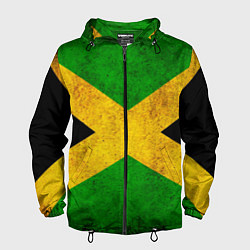 Ветровка с капюшоном мужская Jamaica flag, цвет: 3D-черный