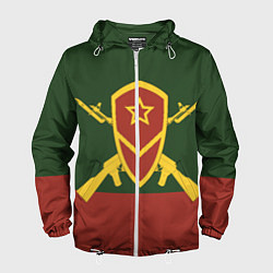 Ветровка с капюшоном мужская Мотострелковые войска: герб со щитом, цвет: 3D-белый
