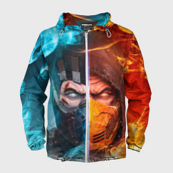 Ветровка с капюшоном мужская Mortal Kombat - Саб-зиро и Скорпион, цвет: 3D-белый