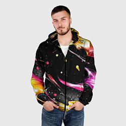 Ветровка с капюшоном мужская Мазки краски на черном, цвет: 3D-черный — фото 2
