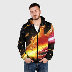 Ветровка с капюшоном мужская Динамичная краска текстура, цвет: 3D-черный — фото 2