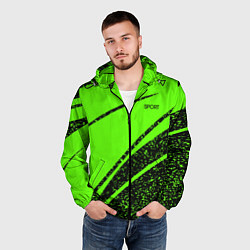 Ветровка с капюшоном мужская Sport зелёный с чёрным в крапинку, цвет: 3D-черный — фото 2