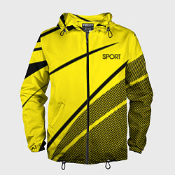 Ветровка с капюшоном мужская Sport жёлтый с чёрным точечный, цвет: 3D-черный