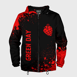Ветровка с капюшоном мужская Green Day - red gradient вертикально, цвет: 3D-черный