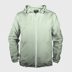 Ветровка с капюшоном мужская Бледный зелёный градиент текстура, цвет: 3D-белый