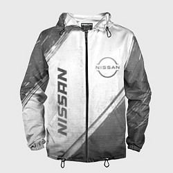 Ветровка с капюшоном мужская Nissan - white gradient вертикально, цвет: 3D-черный