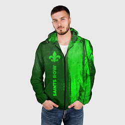 Ветровка с капюшоном мужская Saints Row - green gradient по-вертикали, цвет: 3D-черный — фото 2