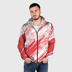 Ветровка с капюшоном мужская The color is white and red, цвет: 3D-черный — фото 2