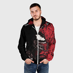 Ветровка с капюшоном мужская Веном на красном, цвет: 3D-белый — фото 2