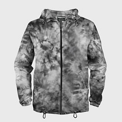 Ветровка с капюшоном мужская Серый тай дай - абстракция, цвет: 3D-черный