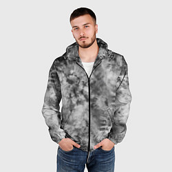 Ветровка с капюшоном мужская Серый тай дай - абстракция, цвет: 3D-черный — фото 2