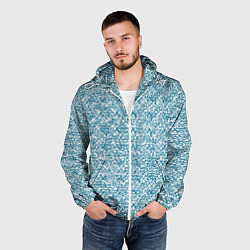 Ветровка с капюшоном мужская Бело-синий текстурный, цвет: 3D-белый — фото 2