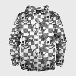 Мужская ветровка Черепа и клетчатый фон с дырами