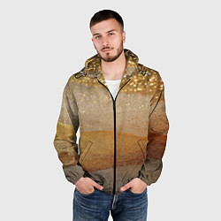 Ветровка с капюшоном мужская Бежевые блестяшки текстура, цвет: 3D-черный — фото 2